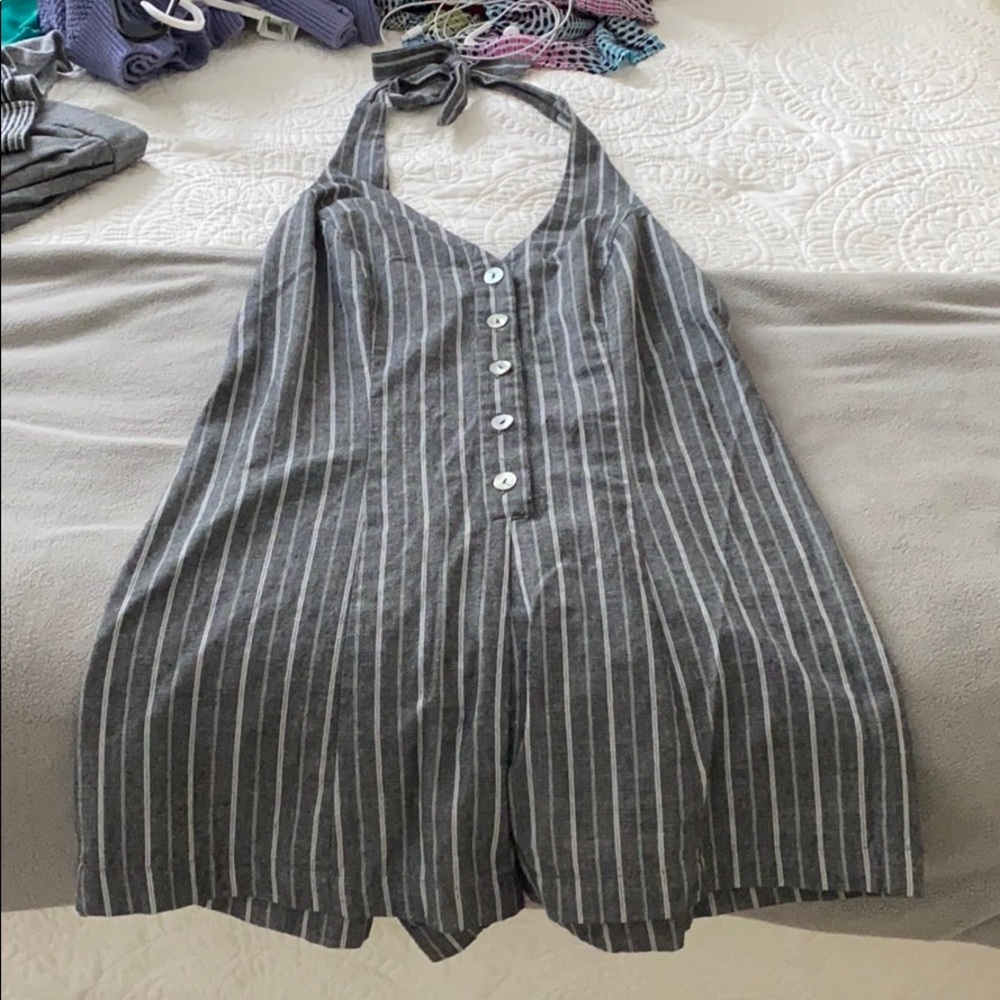 Romper with buttons and halter tie